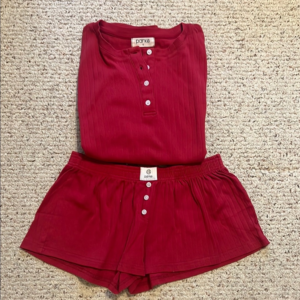 Parke red Pointelle pj set